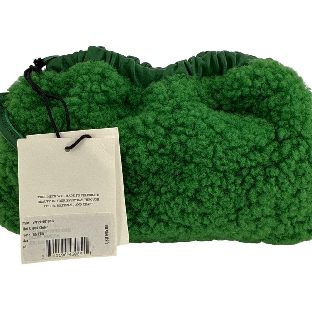 MANSUR GAVRIEL Mini Cloud Clutch Bag in Emerald Shearling - Picture 6 of 13